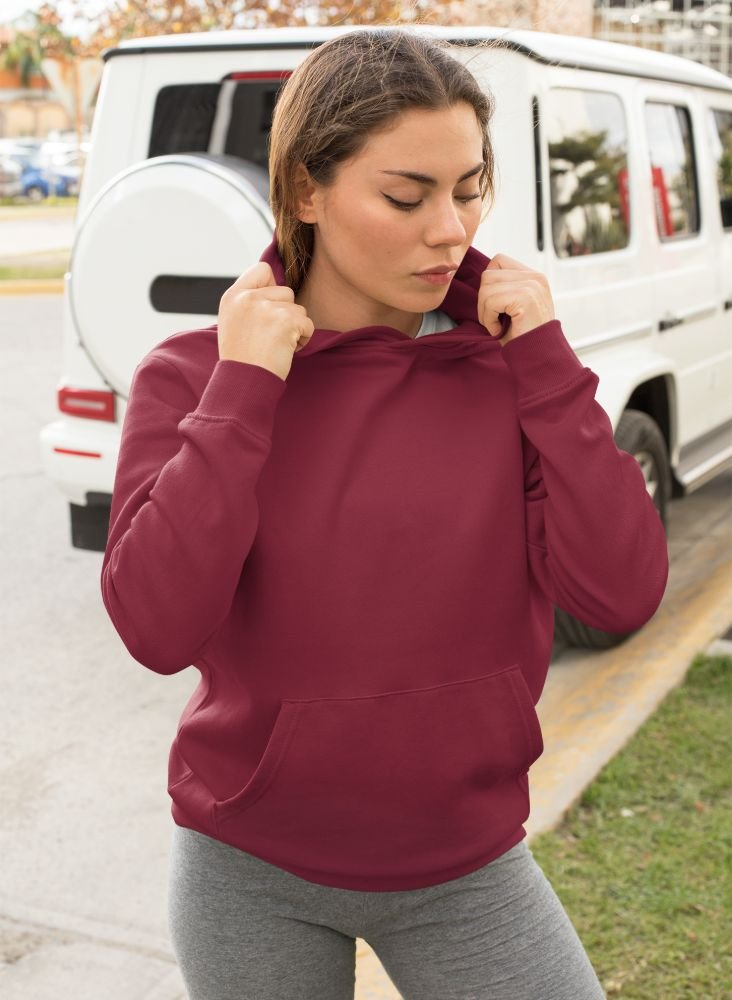 Maroon hoodie product example from Namakool's bulk order media library